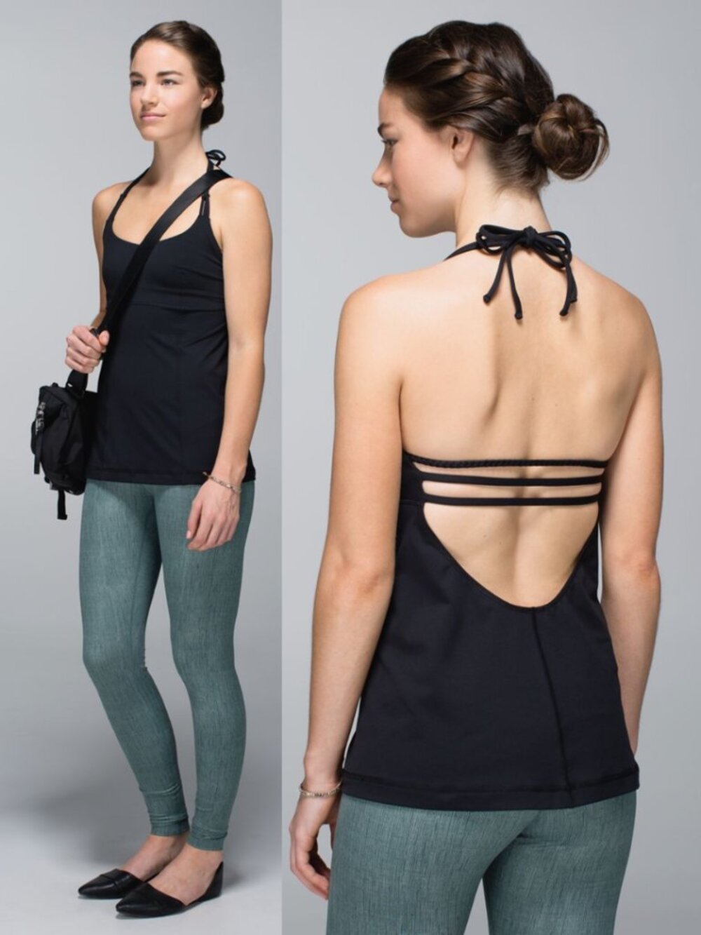 Lululemon Black Luxtreme Strappy Wandering Yogi Halter Tank